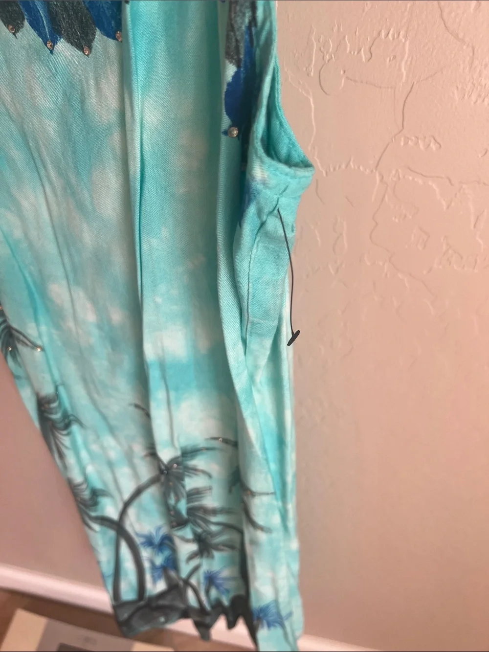 Raya Sun Turquoise Palm-Print Midi Dress - Picture 2 of 4